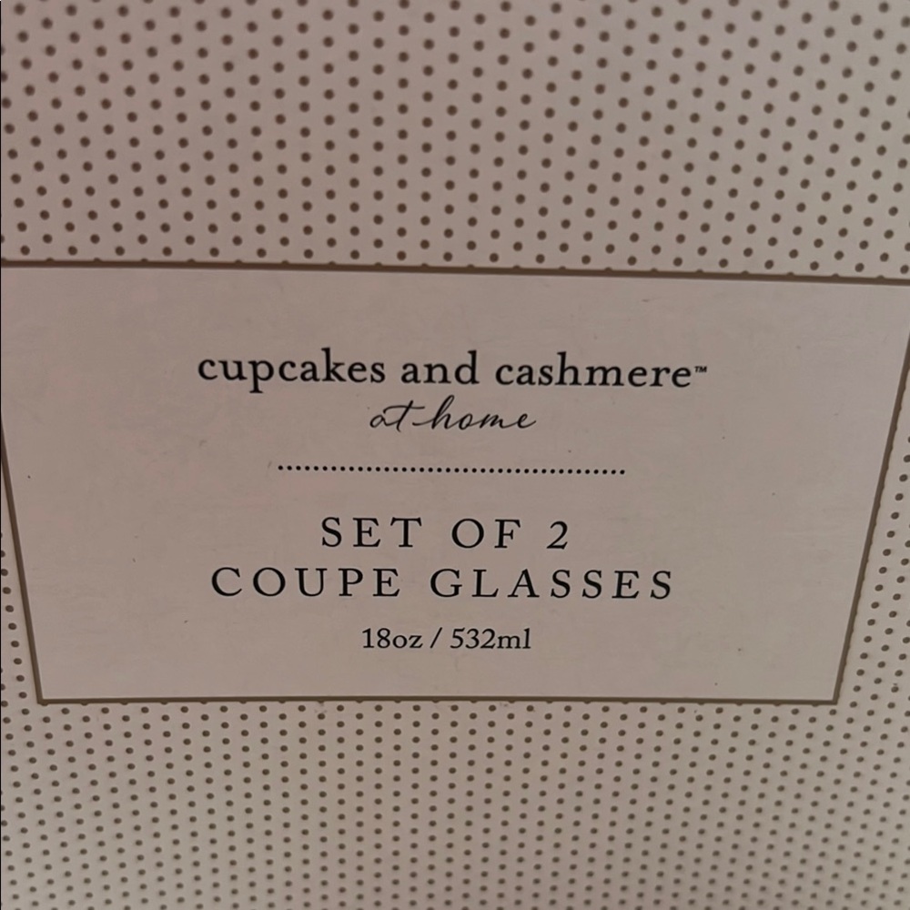 NWT-Cupcakes & Cashmere Polka Dot Coupe Glasses Set of Two - Picture 3 of 3